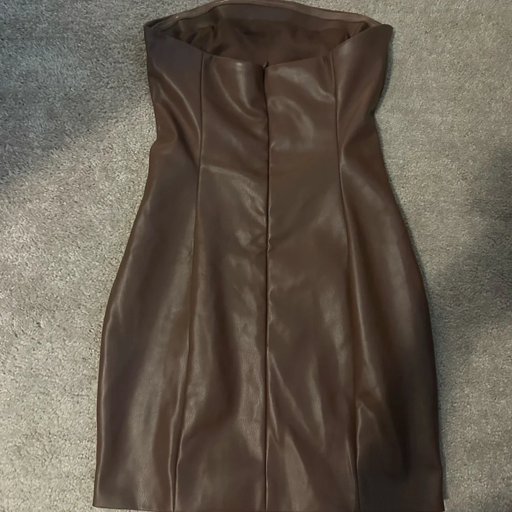 Brown Leather Meshki Dress - Picture 2 of 4